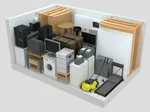 10x15 storage unit with furniture and appliances